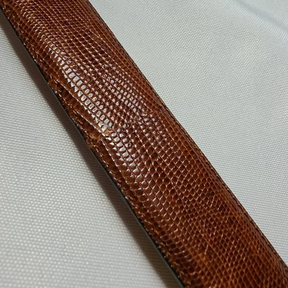 Saks Fifth Ave Unisex Dress Belt 34 Leather Lizard Skin Made in Spain Men Women